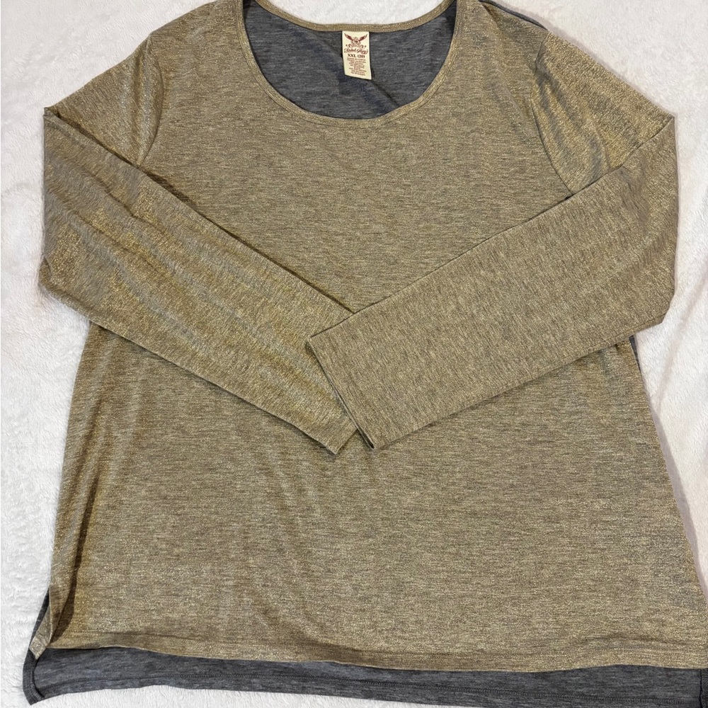 Women’s Faded Glory Gray and Gold Long Sleeve Top